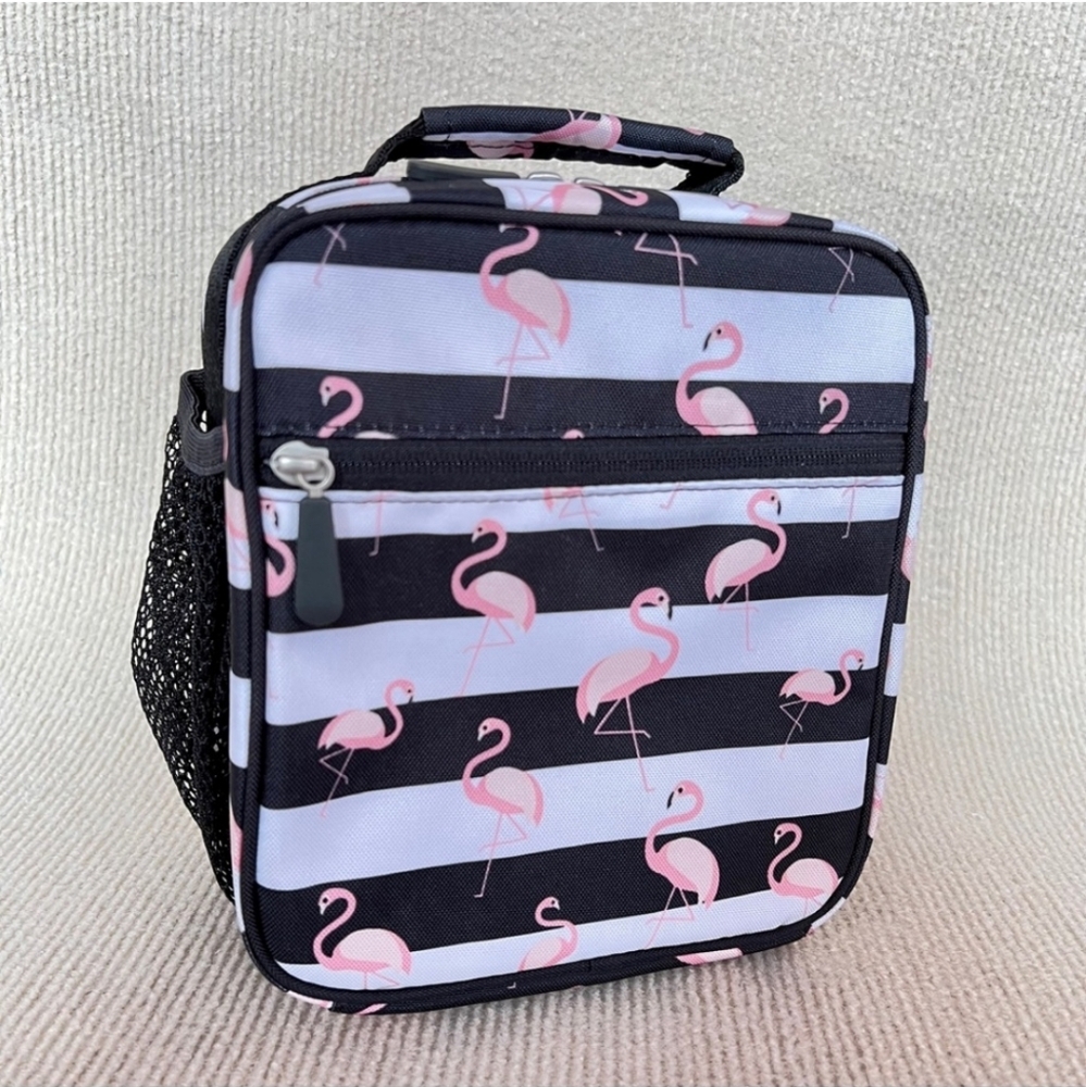 New Pottery Barn PBTEEN Gear-Up Black Stripes Flamingo lunchbox - Picture 6 of 6